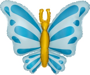 Шар (34''/86 см) Фигура, Изящная бабочка, Голубой, Сатин, 1 шт.